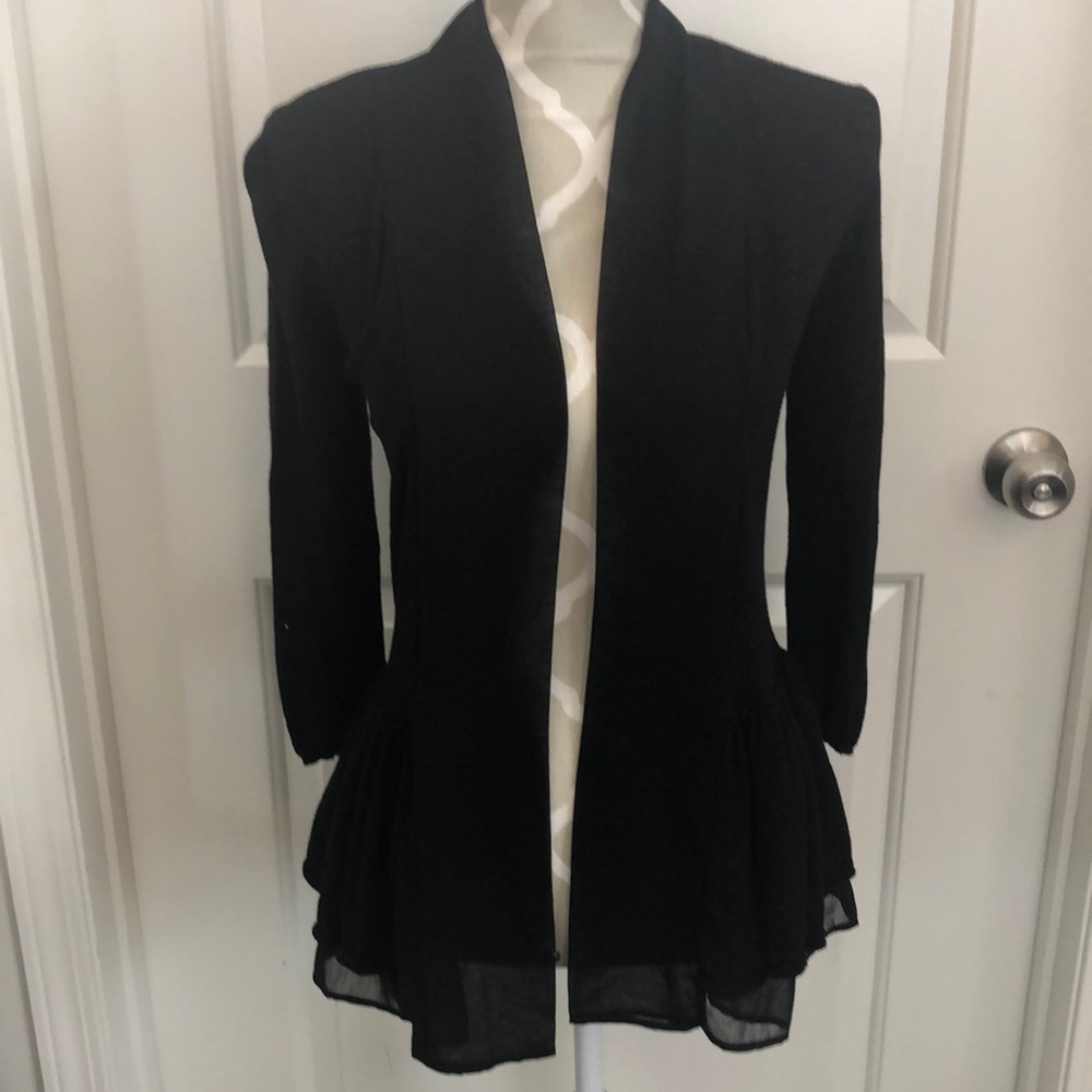 RW&Co ruffle open lightweight cardigan size small
